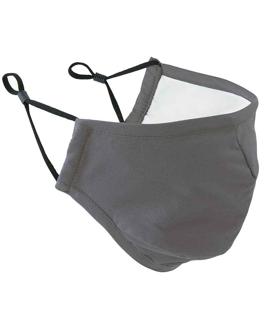 Premier Washable 3-Layer Face Mask with Carbon Filter Option in ONE Dark Grey by Premier — Custom branded clothing by Print Press, featuring premium embroidery produced in our specialist print lab in the UK.