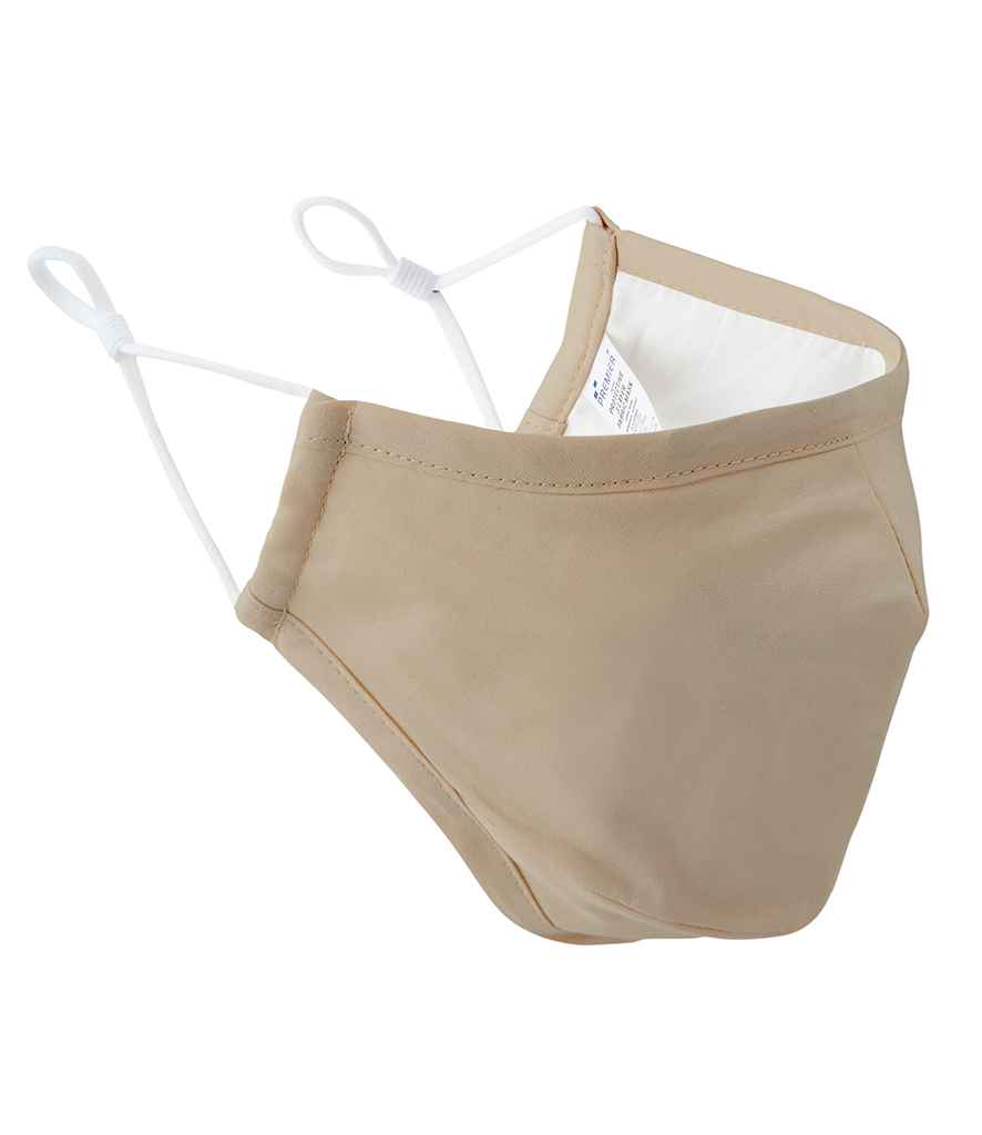 Premier Washable 3-Layer Face Mask with Carbon Filter Option in ONE Khaki by Premier — Custom branded clothing by Print Press, featuring premium embroidery produced in our specialist print lab in the UK.