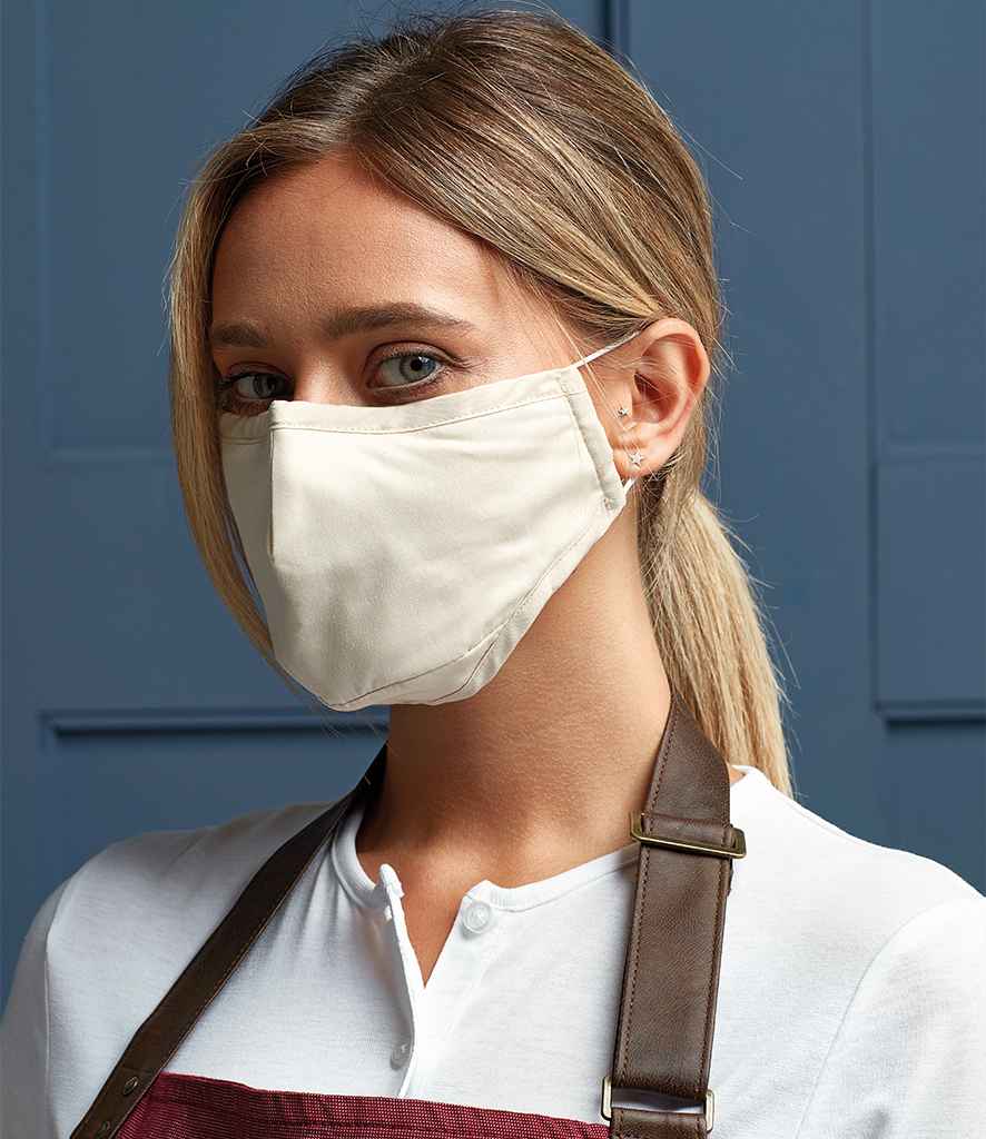 Premier Washable 3-Layer Face Mask with Carbon Filter Option in ONE Natural by Premier — Custom branded clothing by Print Press, featuring premium embroidery produced in our specialist print lab in the UK.