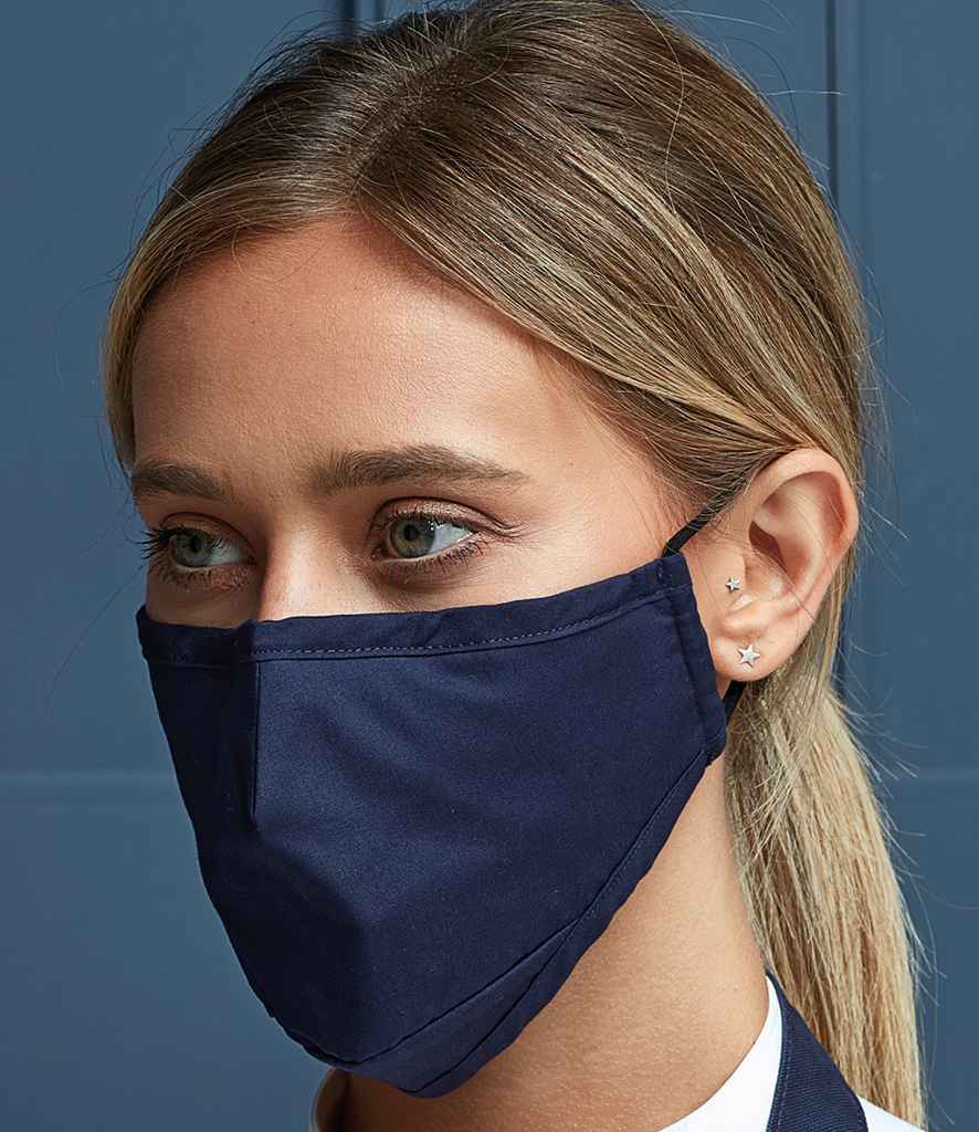 Premier Washable 3-Layer Face Mask with Carbon Filter Option in ONE Navy by Premier — Custom branded clothing by Print Press, featuring premium embroidery produced in our specialist print lab in the UK.