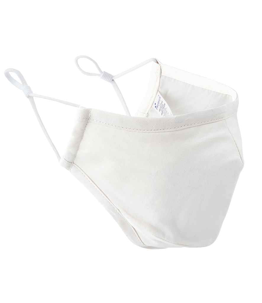 Premier Washable 3-Layer Face Mask with Carbon Filter Option in ONE White by Premier — Custom branded clothing by Print Press, featuring premium embroidery produced in our specialist print lab in the UK.