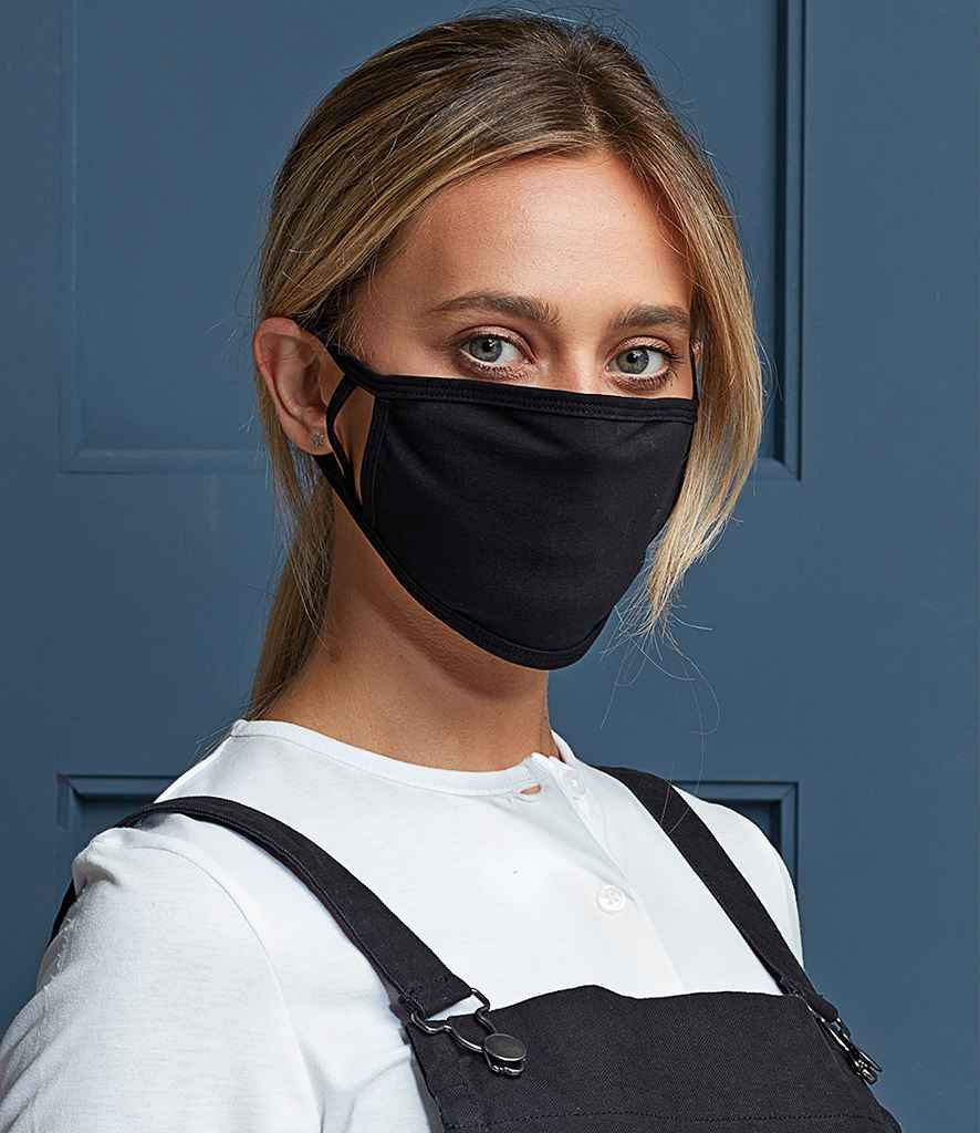 Premier Washable 2-Ply Face Cover - Pack of 5 in ONE Black by Premier — Custom branded clothing by Print Press, featuring premium embroidery produced in our specialist print lab in the UK.