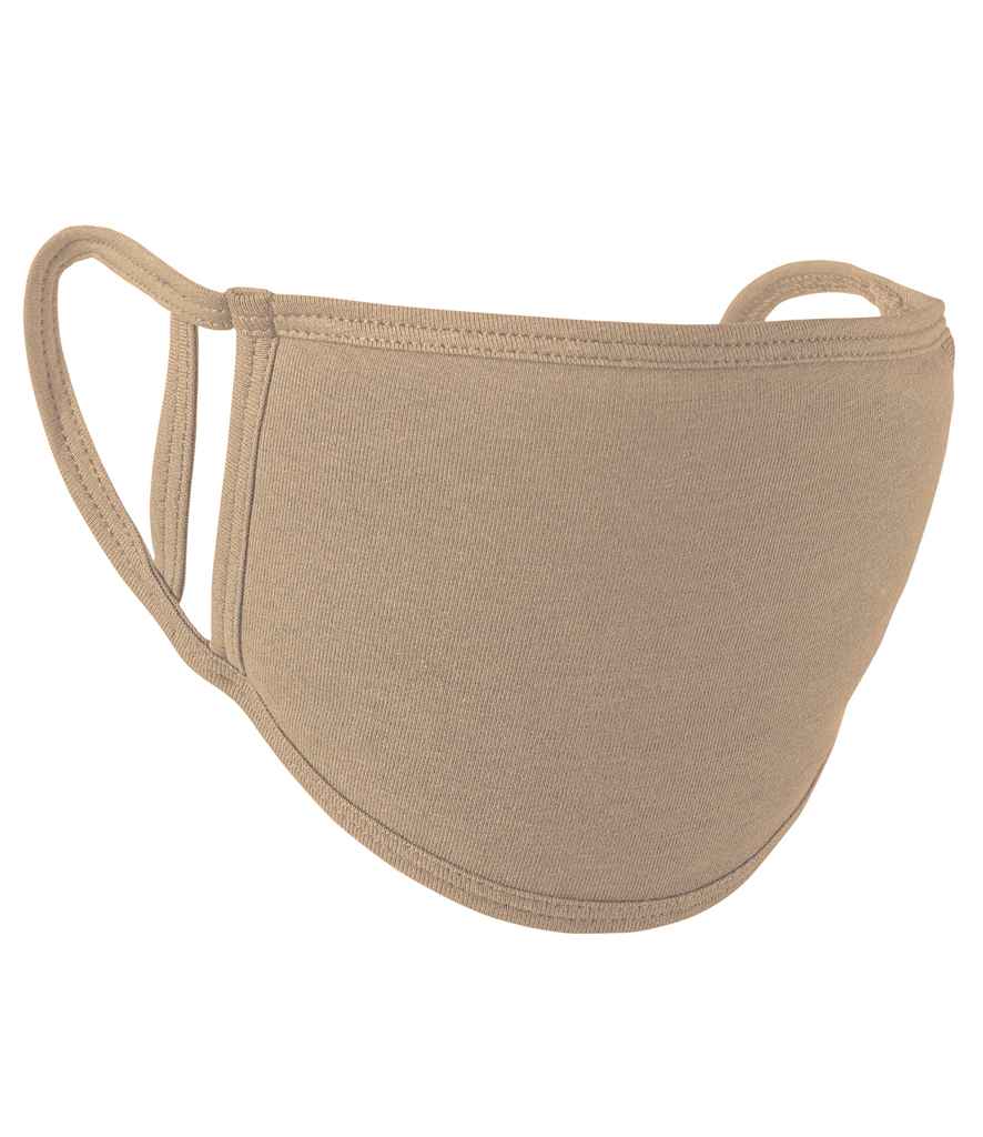 Premier Washable 2-Ply Face Cover - Pack of 5 in ONE Khaki by Premier — Custom branded clothing by Print Press, featuring premium embroidery produced in our specialist print lab in the UK.