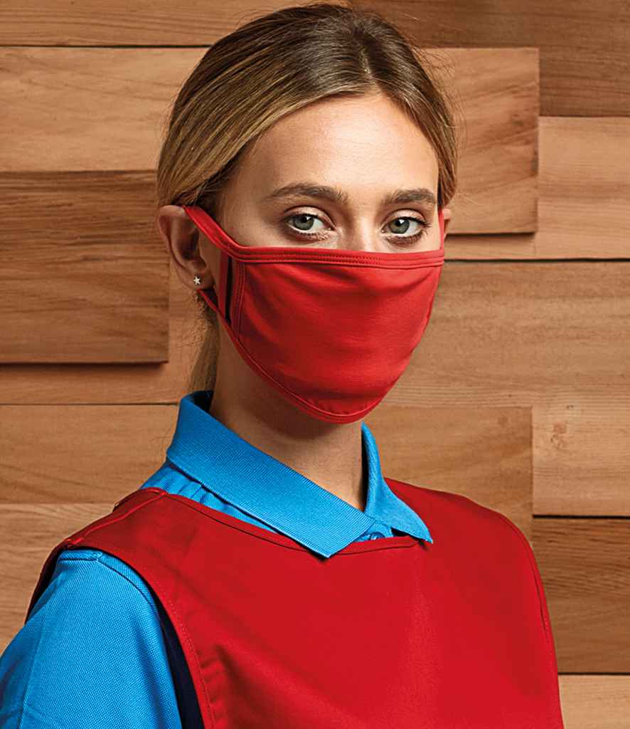 Premier Washable 2-Ply Face Cover - Pack of 5 in ONE Red by Premier — Custom branded clothing by Print Press, featuring premium embroidery produced in our specialist print lab in the UK.