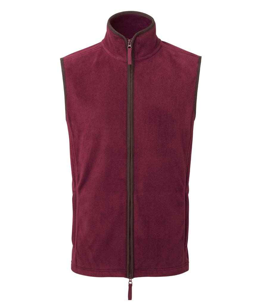 Premier Artisan Fleece Gilet in Burgundy Brown by Premier — Custom branded clothing by Print Press, featuring premium embroidery produced in our specialist print lab in the UK.