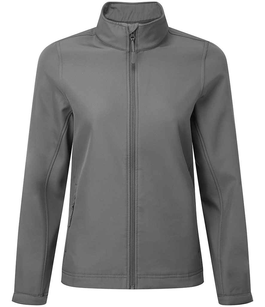 Premier Ladies Windchecker® Printable and Recycled Soft Shell Jacket in Dark Grey by Premier — Custom branded clothing by Print Press, featuring premium embroidery produced in our specialist print lab in the UK.