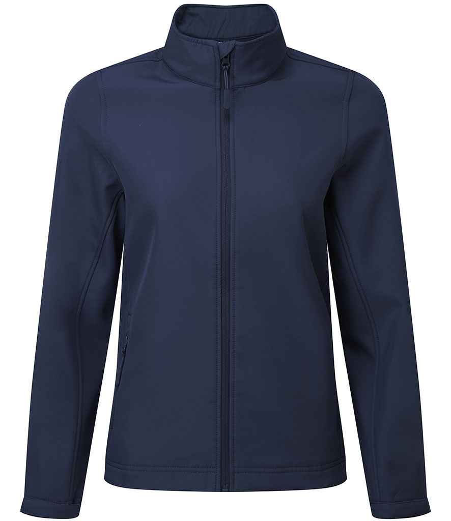 Premier Ladies Windchecker® Printable and Recycled Soft Shell Jacket in Navy by Premier — Custom branded clothing by Print Press, featuring premium embroidery produced in our specialist print lab in the UK.