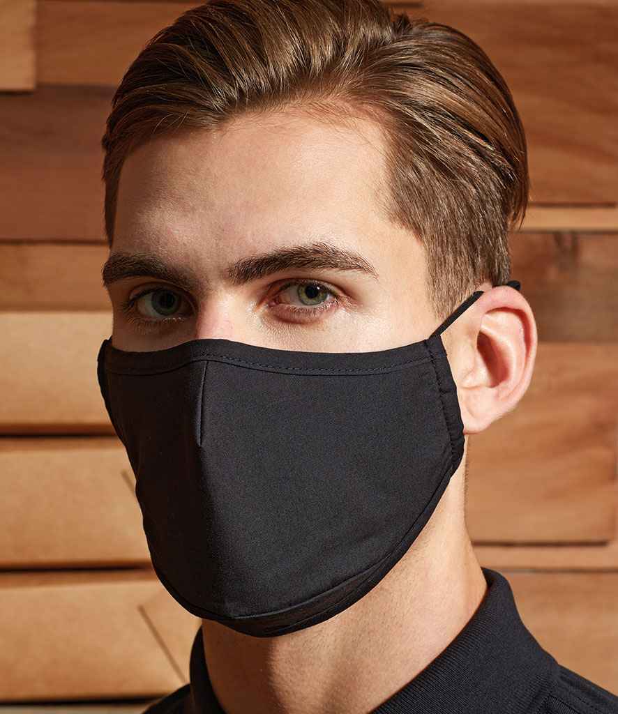 Premier HeiQ Viroblock 3-Layer Face Mask in ONE Black by Premier — Custom branded clothing by Print Press, featuring premium embroidery produced in our specialist print lab in the UK.
