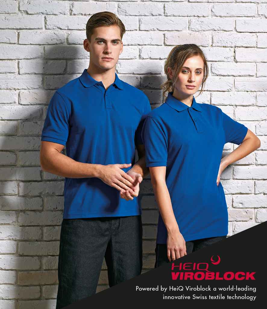 Premier HeiQ Viroblock Unisex Polo Shirt in Royal Blue by Premier — Custom branded clothing by Print Press, featuring premium embroidery produced in our specialist print lab in the UK.