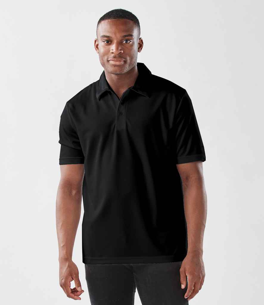 Stormtech Apollo H2X-DRY Polo Shirt in Black by Stormtech — Custom branded clothing by Print Press, featuring premium embroidery produced in our specialist print lab in the UK.