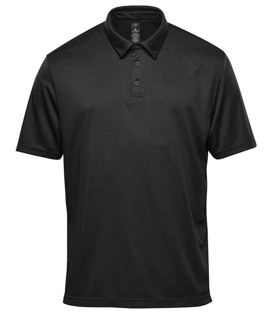 Stormtech Treeline Performance Polo Shirt in Black by Stormtech — Custom branded clothing by Print Press, featuring premium embroidery produced in our specialist print lab in the UK.