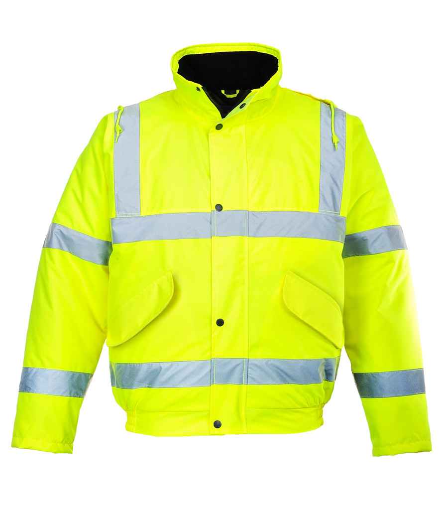 Portwest Hi-Vis Bomber Jacket in by Portwest — Custom branded clothing by Print Press, featuring premium embroidery produced in our specialist print lab in the UK.