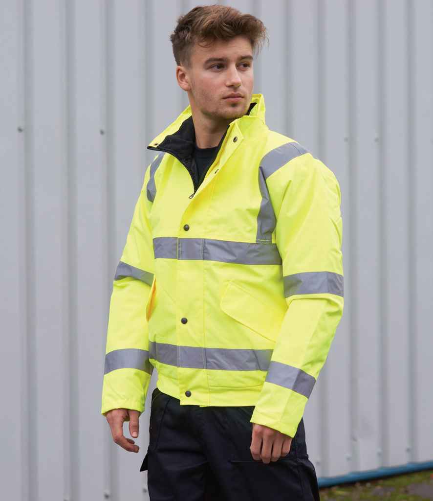 Portwest Hi-Vis Bomber Jacket in Yellow by Portwest — Custom branded clothing by Print Press, featuring premium embroidery produced in our specialist print lab in the UK.
