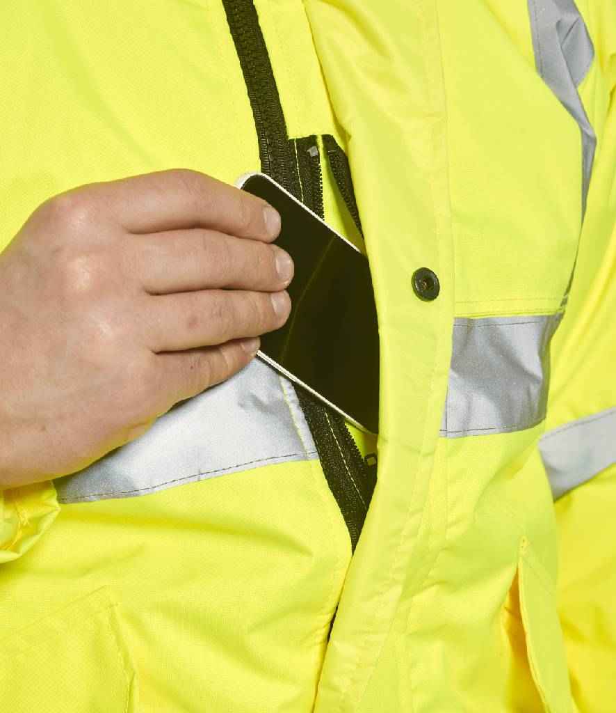 Portwest Hi-Vis Bomber Jacket in by Portwest — Custom branded clothing by Print Press, featuring premium embroidery produced in our specialist print lab in the UK.