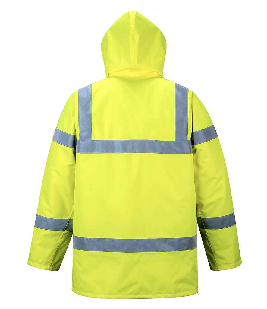 Portwest Hi-Vis Traffic Jacket in by Portwest — Custom branded clothing by Print Press, featuring premium embroidery produced in our specialist print lab in the UK.