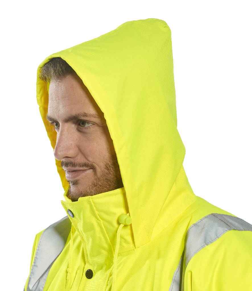 Portwest Hi-Vis Traffic Jacket in by Portwest — Custom branded clothing by Print Press, featuring premium embroidery produced in our specialist print lab in the UK.
