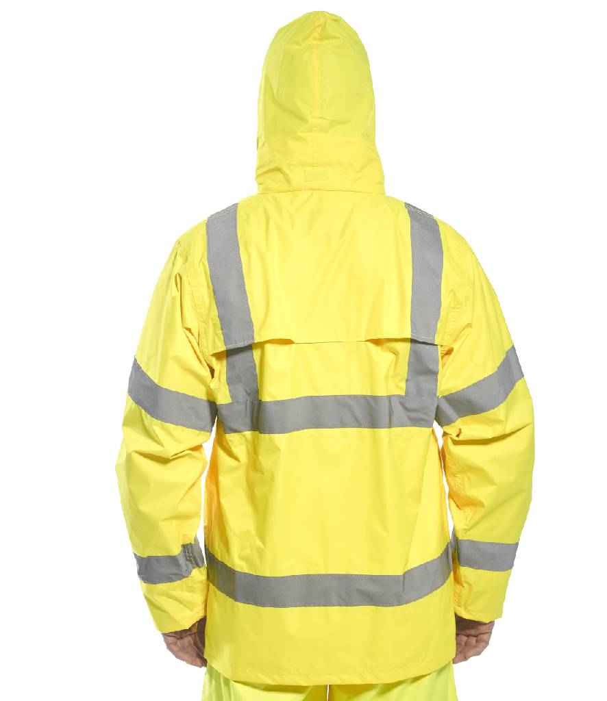 Portwest Hi-Vis Rain Jacket in by Portwest — Custom branded clothing by Print Press, featuring premium embroidery produced in our specialist print lab in the UK.