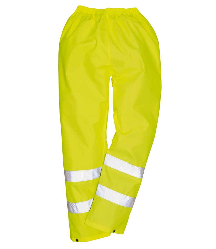 Portwest Hi-Vis Rain Trousers in by Portwest — Custom branded clothing by Print Press, featuring premium embroidery produced in our specialist print lab in the UK.