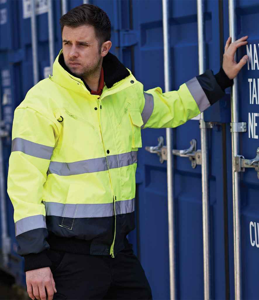 Portwest 3-in-1 Hi-Vis Bomber Jacket in Yellow Navy by Portwest — Custom branded clothing by Print Press, featuring premium embroidery produced in our specialist print lab in the UK.