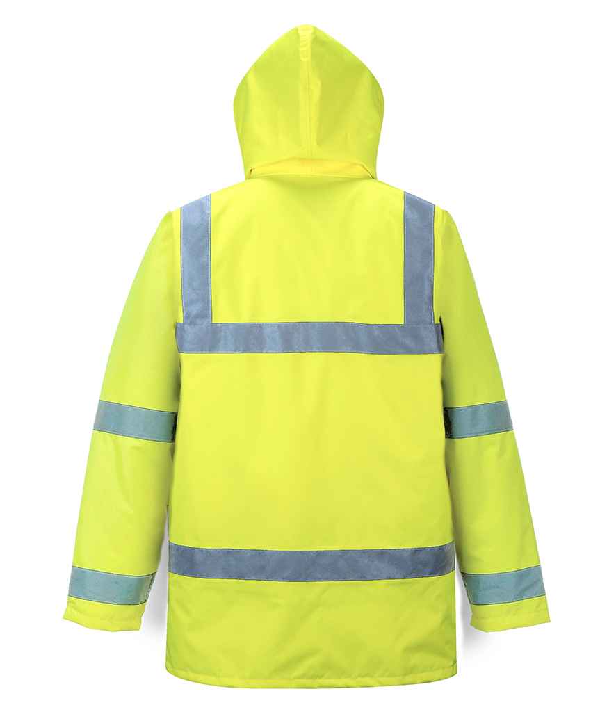 Portwest Hi-Vis 4-in-1 Traffic Jacket in by Portwest — Custom branded clothing by Print Press, featuring premium embroidery produced in our specialist print lab in the UK.
