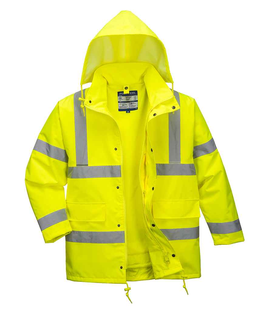 Portwest Hi-Vis 4-in-1 Traffic Jacket in by Portwest — Custom branded clothing by Print Press, featuring premium embroidery produced in our specialist print lab in the UK.