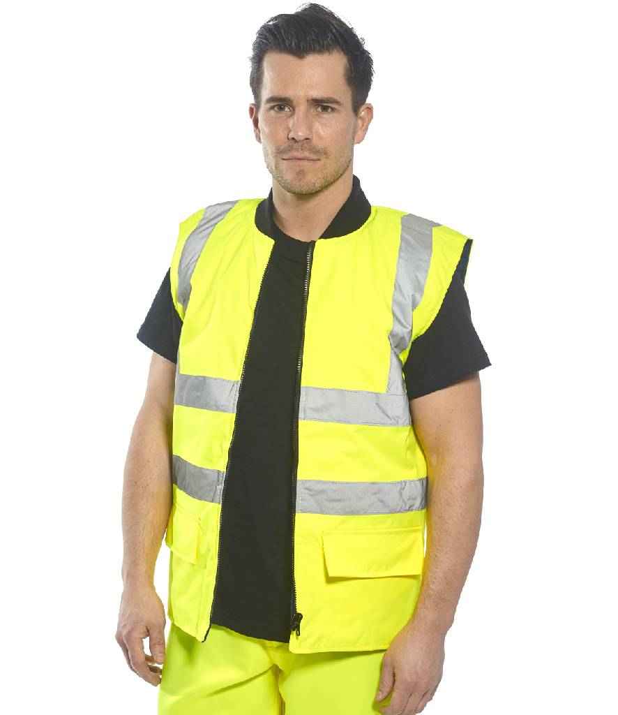 Portwest Hi-Vis 4-in-1 Traffic Jacket in by Portwest — Custom branded clothing by Print Press, featuring premium embroidery produced in our specialist print lab in the UK.