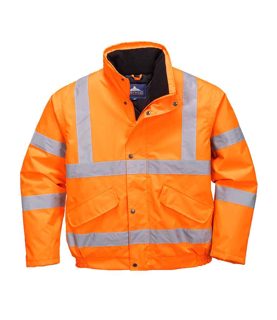 Portwest Hi-Vis GO/RT Bomber Jacket in by Portwest — Custom branded clothing by Print Press, featuring premium embroidery produced in our specialist print lab in the UK.