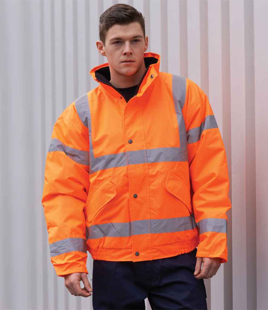 Portwest Hi-Vis GO/RT Bomber Jacket in Orange by Portwest — Custom branded clothing by Print Press, featuring premium embroidery produced in our specialist print lab in the UK.