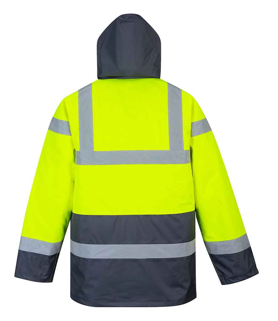 Portwest Hi-Vis Contrast Traffic Jacket in by Portwest — Custom branded clothing by Print Press, featuring premium embroidery produced in our specialist print lab in the UK.