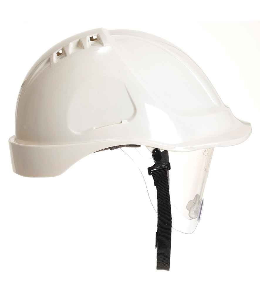 Portwest Endurance Visor Hard Hat in ONE White by Portwest — Custom branded clothing by Print Press, featuring premium embroidery produced in our specialist print lab in the UK.