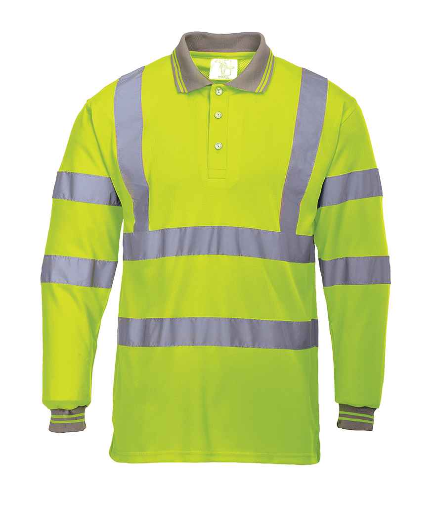 Portwest Hi-Vis Long Sleeve Polo Shirt in by Portwest — Custom branded clothing by Print Press, featuring premium embroidery produced in our specialist print lab in the UK.