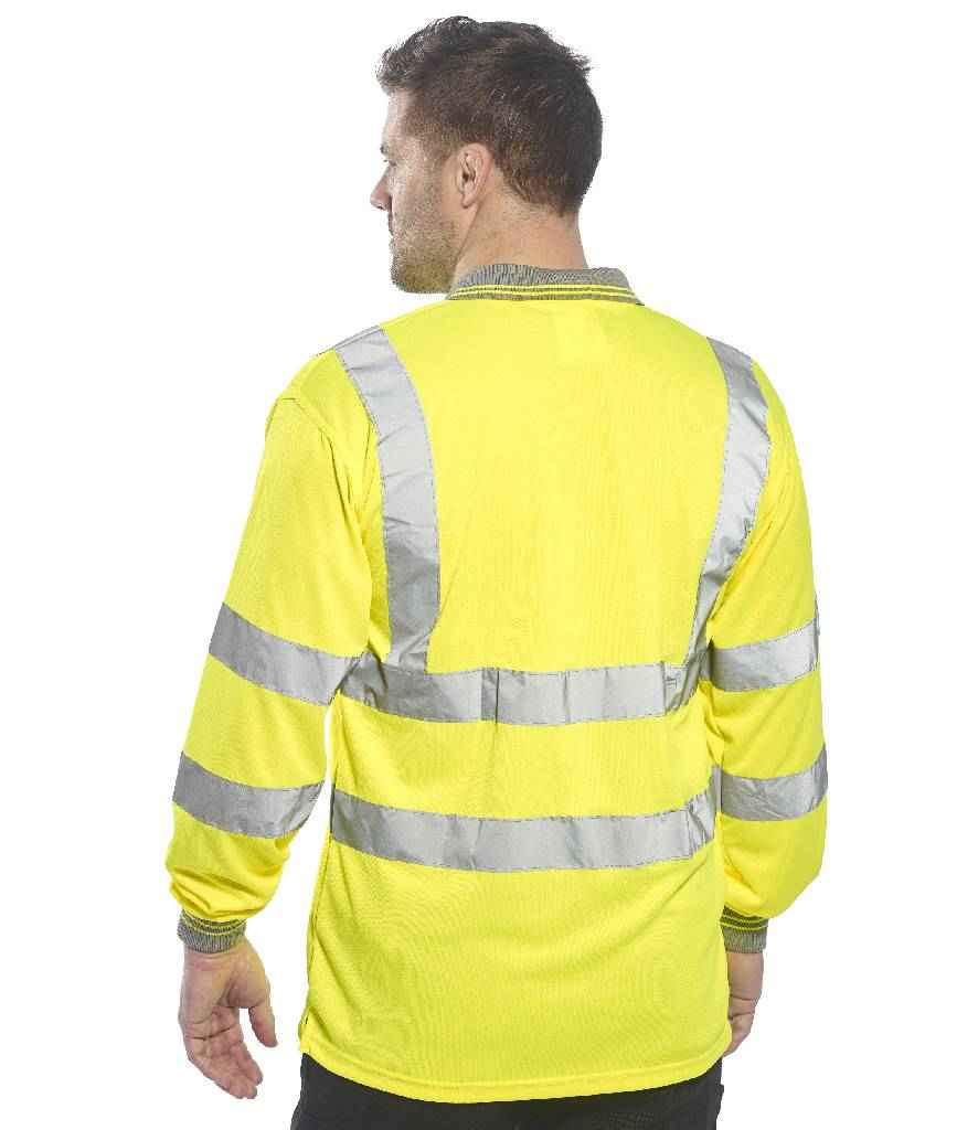 Portwest Hi-Vis Long Sleeve Polo Shirt in by Portwest — Custom branded clothing by Print Press, featuring premium embroidery produced in our specialist print lab in the UK.