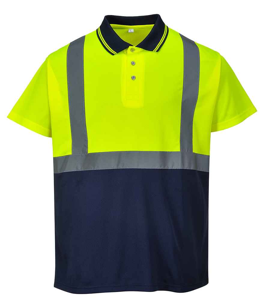 Portwest Hi-Vis Two Tone Polo Shirt in by Portwest — Custom branded clothing by Print Press, featuring premium embroidery produced in our specialist print lab in the UK.