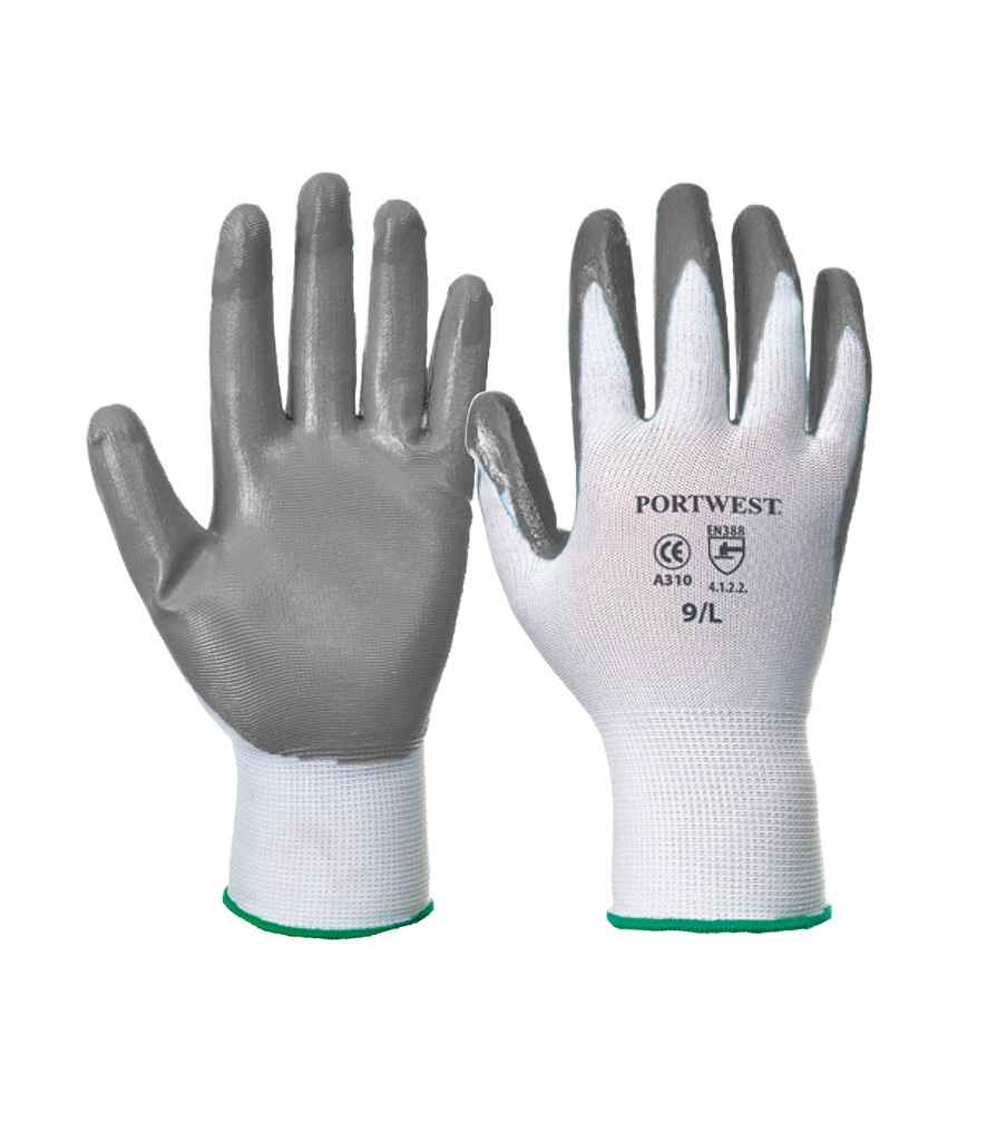 Portwest Flexo Grip Nitrile Gloves in Grey by Portwest — Custom branded clothing by Print Press, featuring premium embroidery produced in our specialist print lab in the UK.