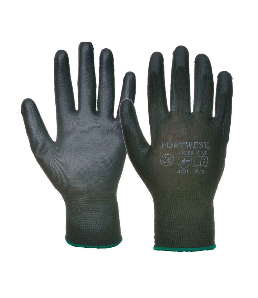 Portwest PU Palm Gloves in Black by Portwest — Custom branded clothing by Print Press, featuring premium embroidery produced in our specialist print lab in the UK.