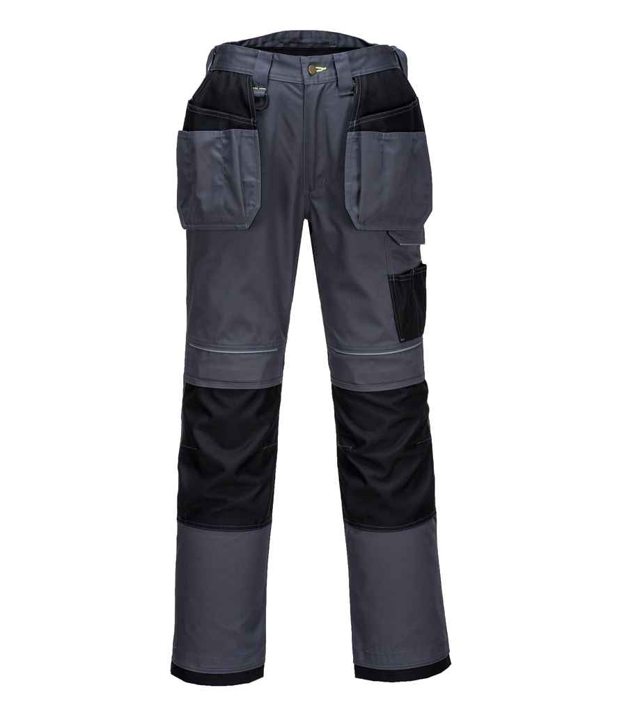 Portwest PW3 Work Holster Trousers in 30 R Zoom Grey Black by Portwest — Custom branded clothing by Print Press, featuring premium embroidery produced in our specialist print lab in the UK.