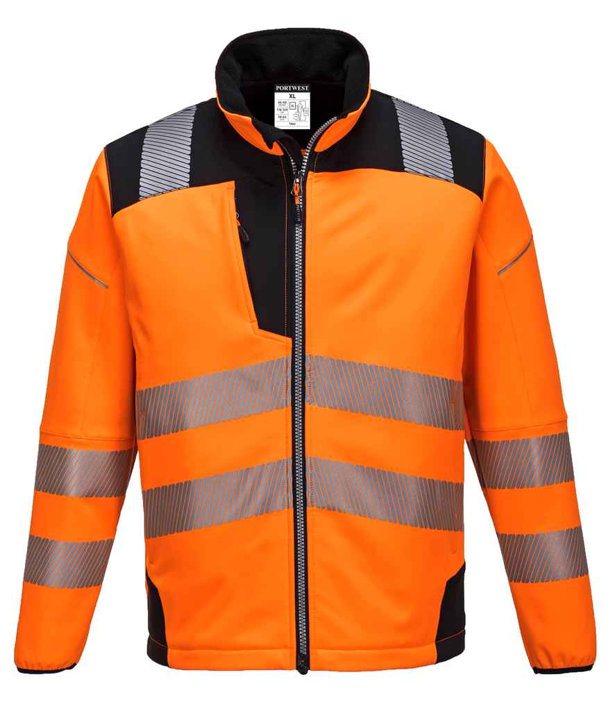 Portwest PW3 Hi-Vis Soft Shell Jacket in by Portwest — Custom branded clothing by Print Press, featuring premium embroidery produced in our specialist print lab in the UK.