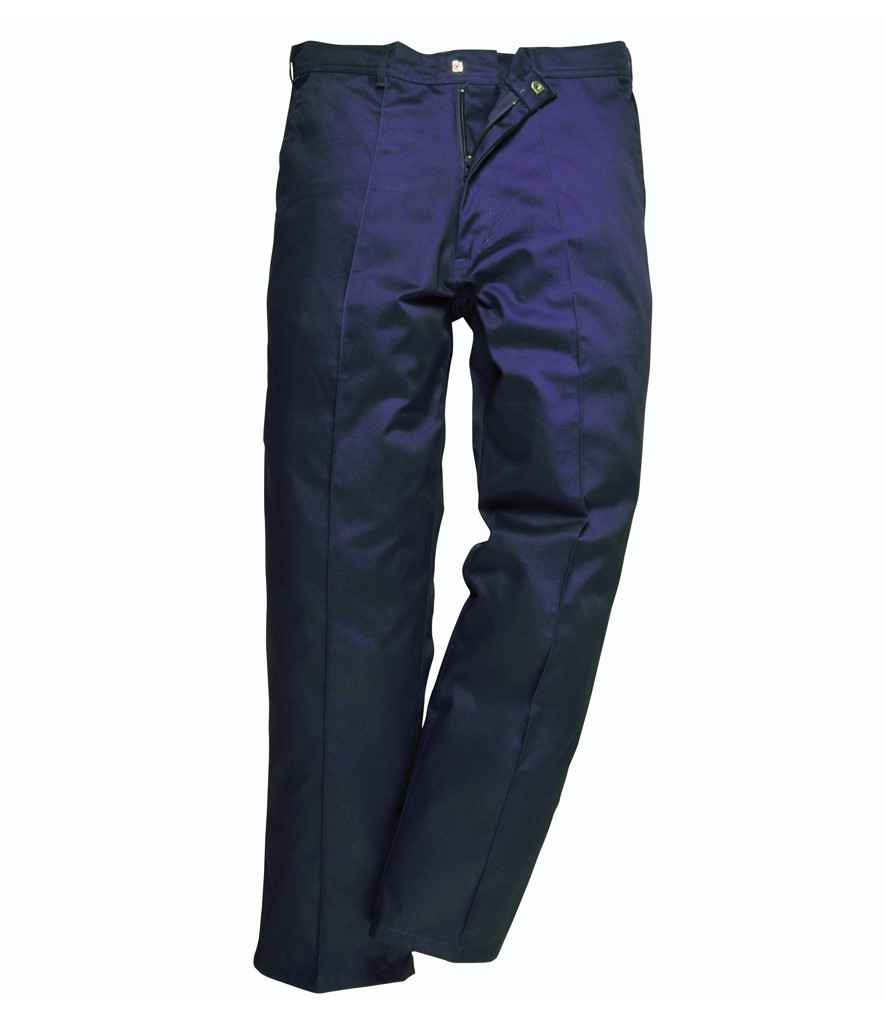 Portwest Preston Trousers in 30 R Navy by Portwest — Custom branded clothing by Print Press, featuring premium embroidery produced in our specialist print lab in the UK.