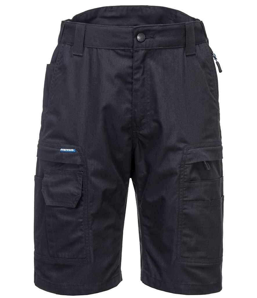 Portwest KX3 Ripstop Shorts in Black by Portwest — Custom branded clothing by Print Press, featuring premium embroidery produced in our specialist print lab in the UK.