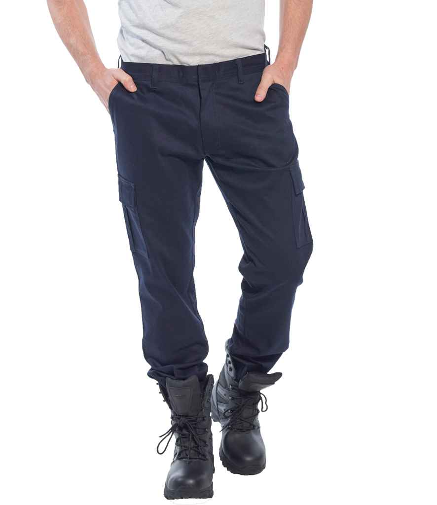 Portwest Stretch Slim Combat Trousers in 30 R Dark Navy by Portwest — Custom branded clothing by Print Press, featuring premium embroidery produced in our specialist print lab in the UK.