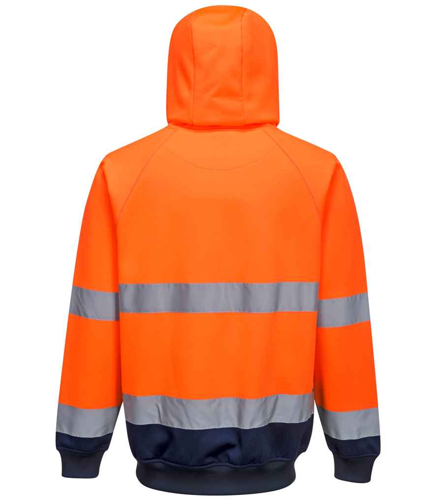 Portwest Hi-Vis Two Tone Hooded Sweatshirt in by Portwest — Custom branded clothing by Print Press, featuring premium embroidery produced in our specialist print lab in the UK.