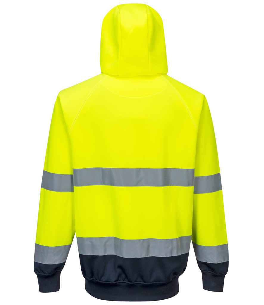 Portwest Hi-Vis Two Tone Hooded Sweatshirt in by Portwest — Custom branded clothing by Print Press, featuring premium embroidery produced in our specialist print lab in the UK.