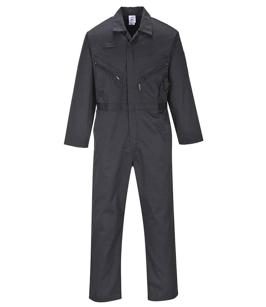 Portwest Liverpool Zip Coverall in R Black by Portwest — Custom branded clothing by Print Press, featuring premium embroidery produced in our specialist print lab in the UK.