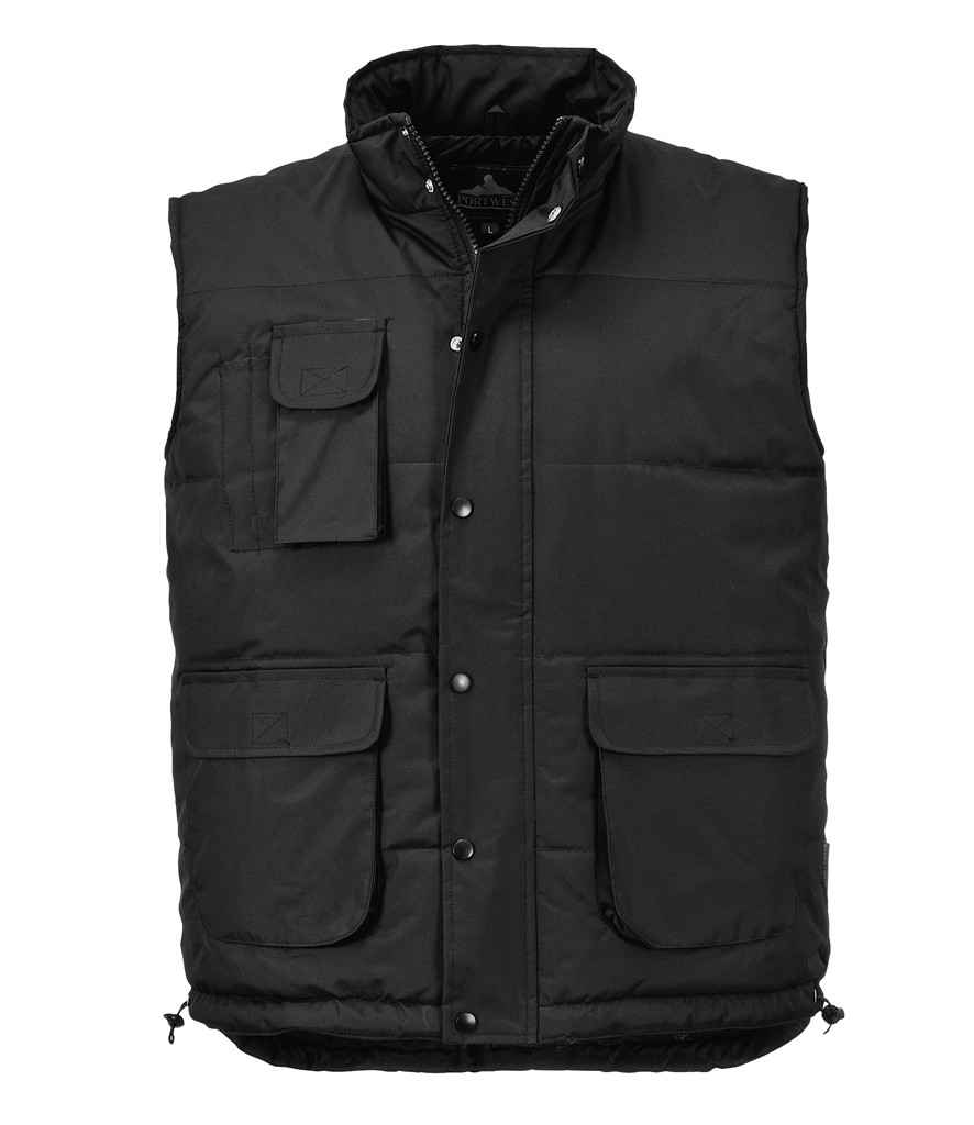 Portwest Classic Bodywarmer in Black by Portwest — Custom branded clothing by Print Press, featuring premium embroidery produced in our specialist print lab in the UK.