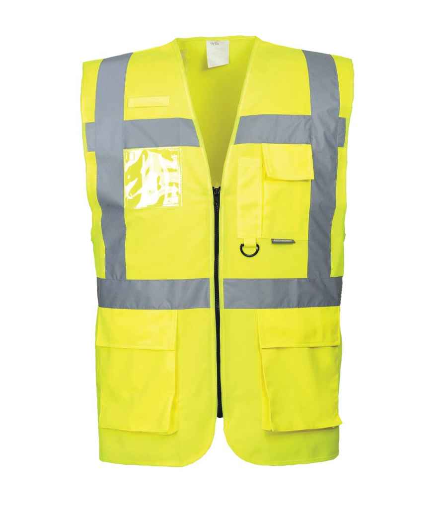 Portwest Hi-Vis Executive Vest in by Portwest — Custom branded clothing by Print Press, featuring premium embroidery produced in our specialist print lab in the UK.
