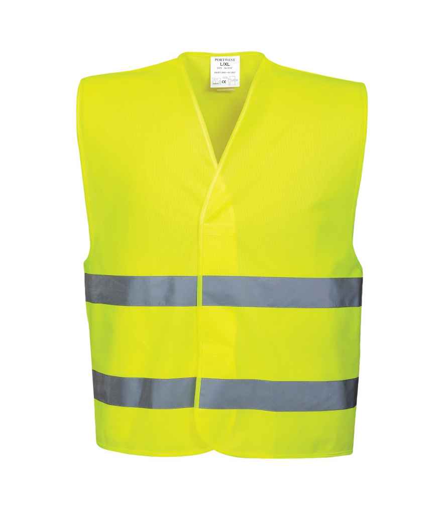 Portwest Hi-Vis Two Band Vest in Yellow by Portwest — Custom branded clothing by Print Press, featuring premium embroidery produced in our specialist print lab in the UK.