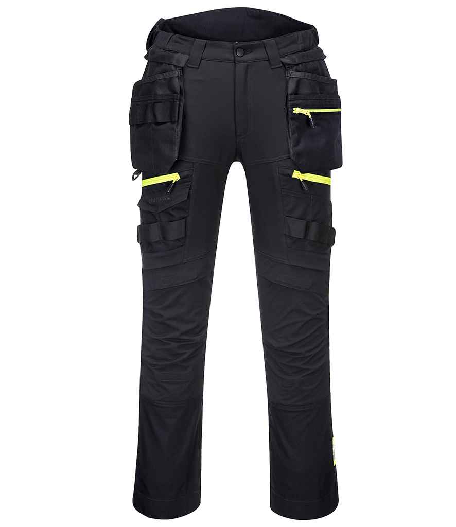 Portwest DX4 Detachable Holster Pocket Trousers in R Black by Portwest — Custom branded clothing by Print Press, featuring premium embroidery produced in our specialist print lab in the UK.