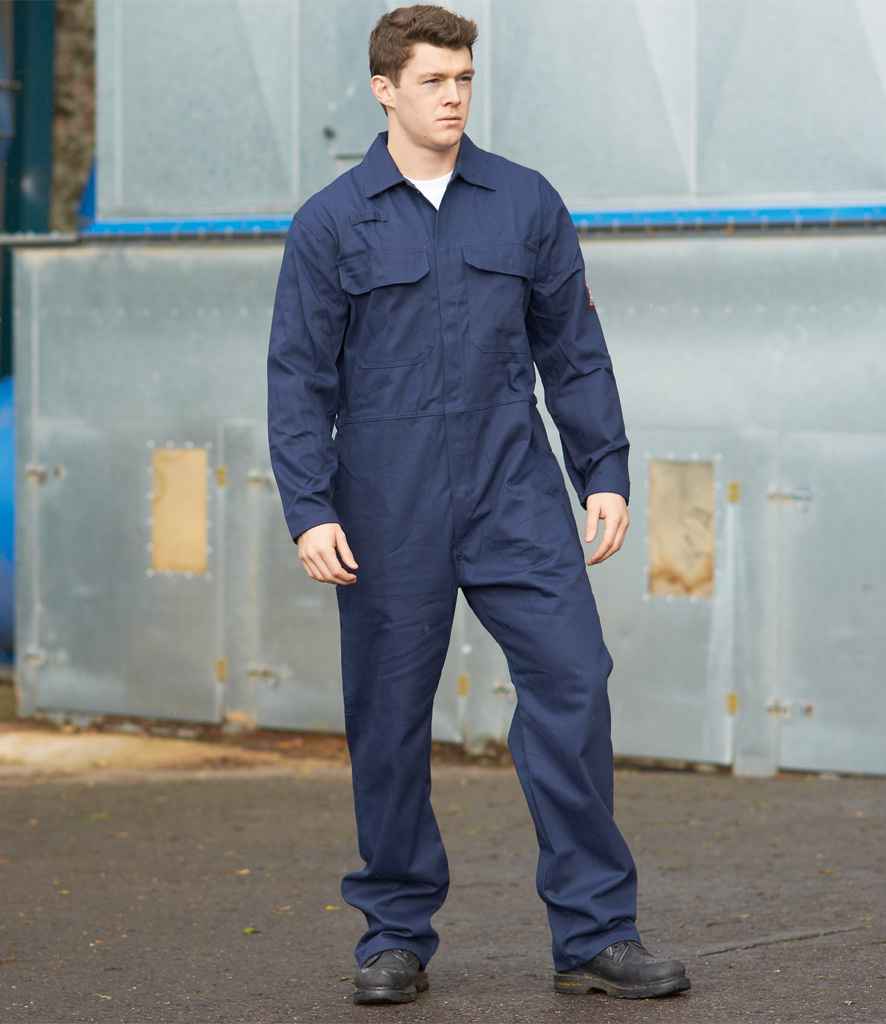 Portwest Bizweld Flame Resistant Coverall in Navy by Portwest — Custom branded clothing by Print Press, featuring premium embroidery produced in our specialist print lab in the UK.