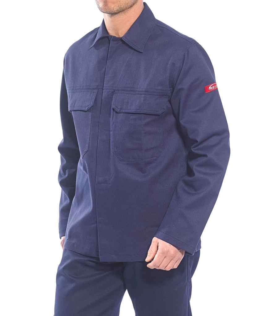 Portwest Bizweld Flame Resistant Jacket in Navy by Portwest — Custom branded clothing by Print Press, featuring premium embroidery produced in our specialist print lab in the UK.