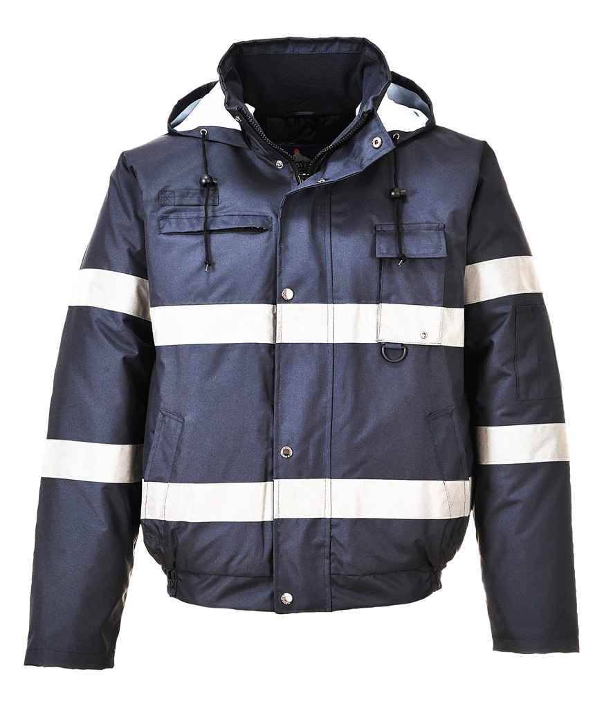Portwest Iona Lite Bomber Jacket in Navy by Portwest — Custom branded clothing by Print Press, featuring premium embroidery produced in our specialist print lab in the UK.